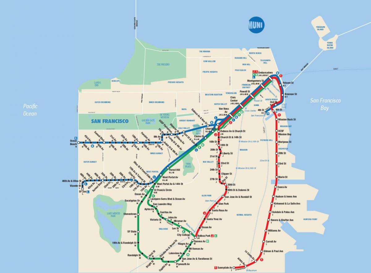 नक्शे के साथ सैन फ्रांसिस्को मुनि एप्लिकेशन