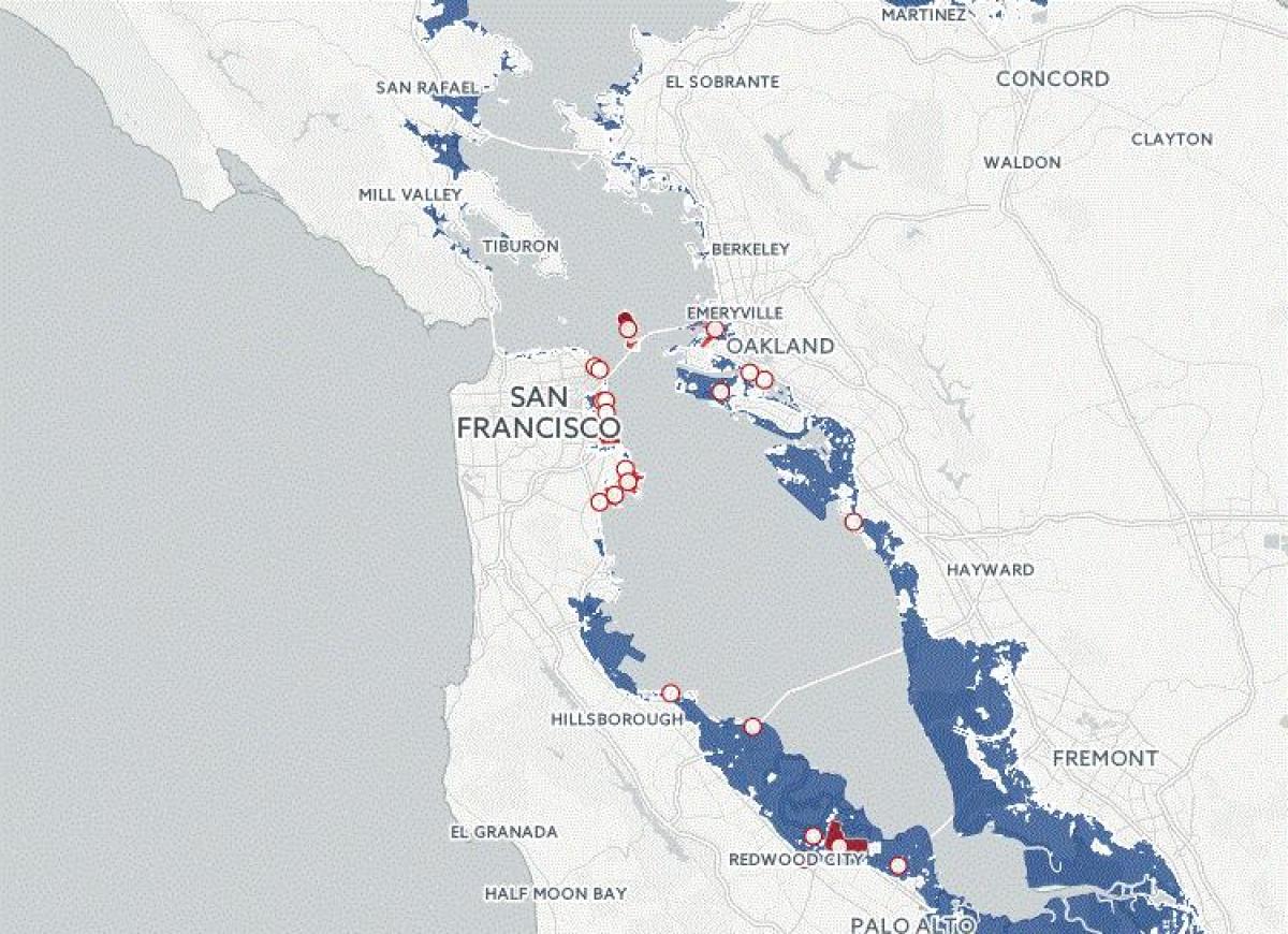 नक्शे के साथ सैन फ्रांसिस्को में बाढ़
