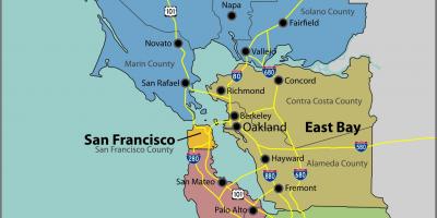 सैन फ्रांसिस्को खाड़ी पर एक नक्शा