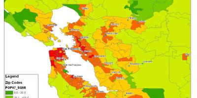 नक्शे के साथ सैन फ्रांसिस्को की आबादी