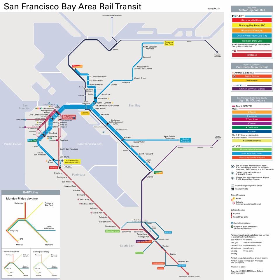 bart स्टेशनों सैन फ्रांसिस्को नक्शा