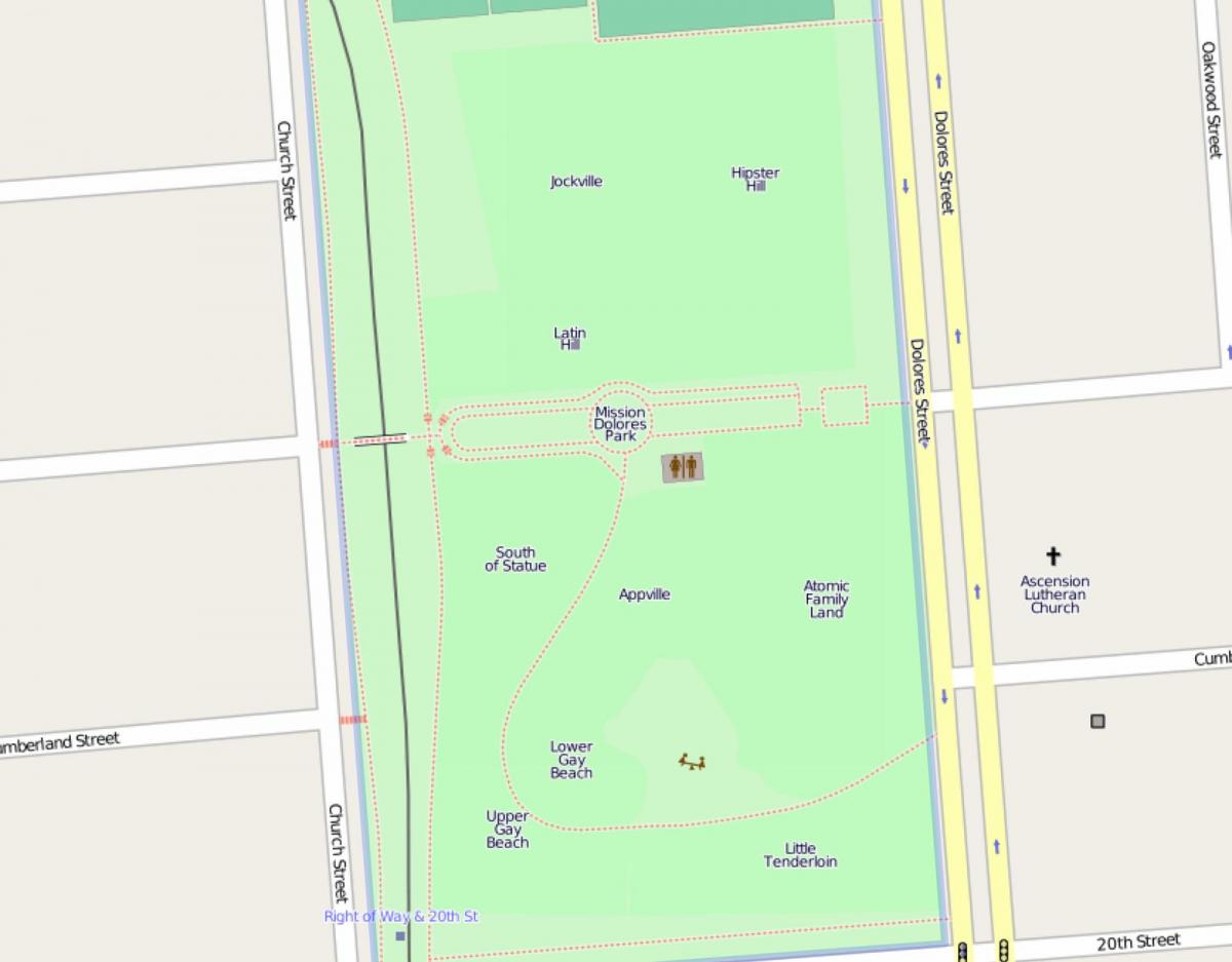 नक्शे के डोलॉरेस पार्क सैन फ्रांसिस्को