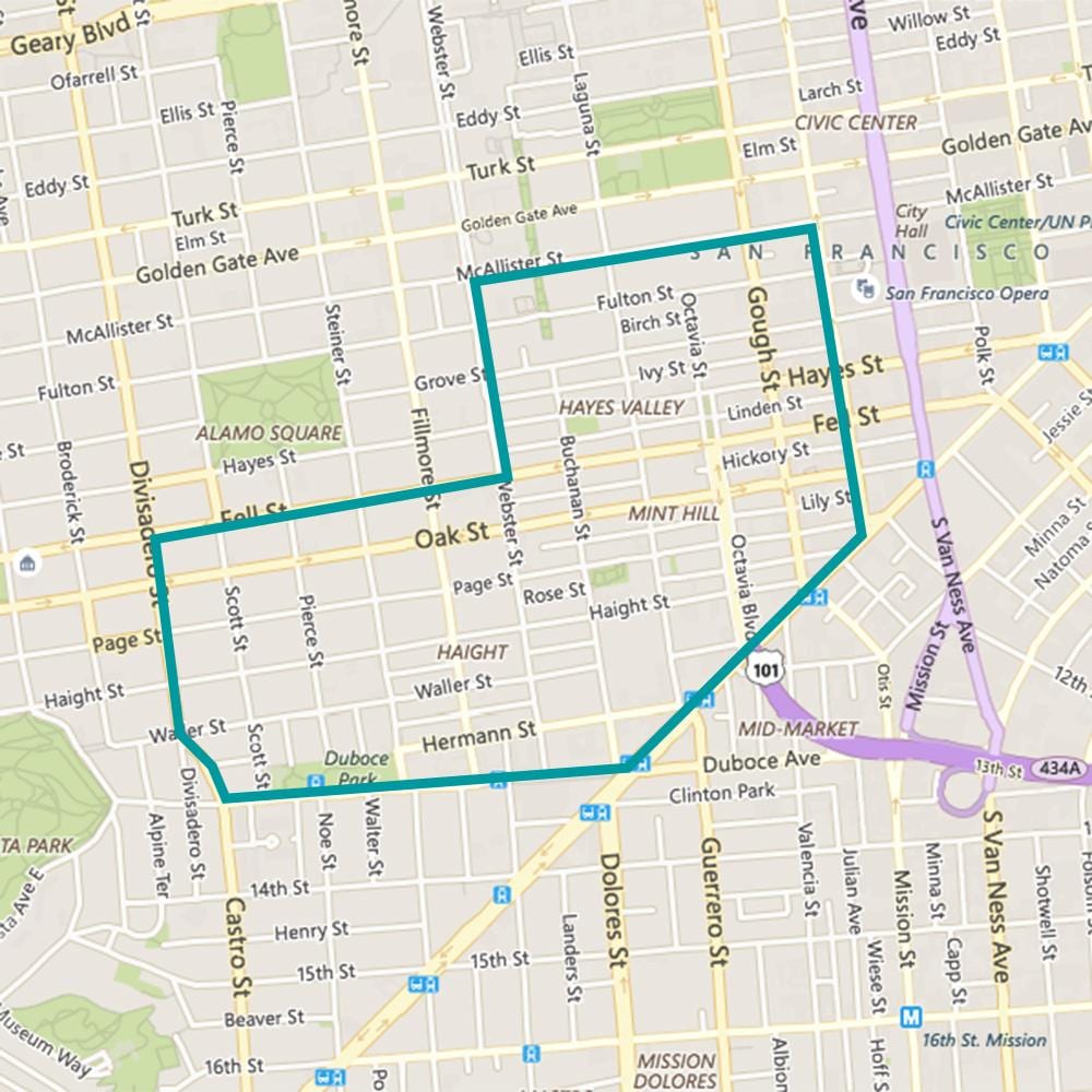 नक्शे के hayes valley सैन फ्रांसिस्को