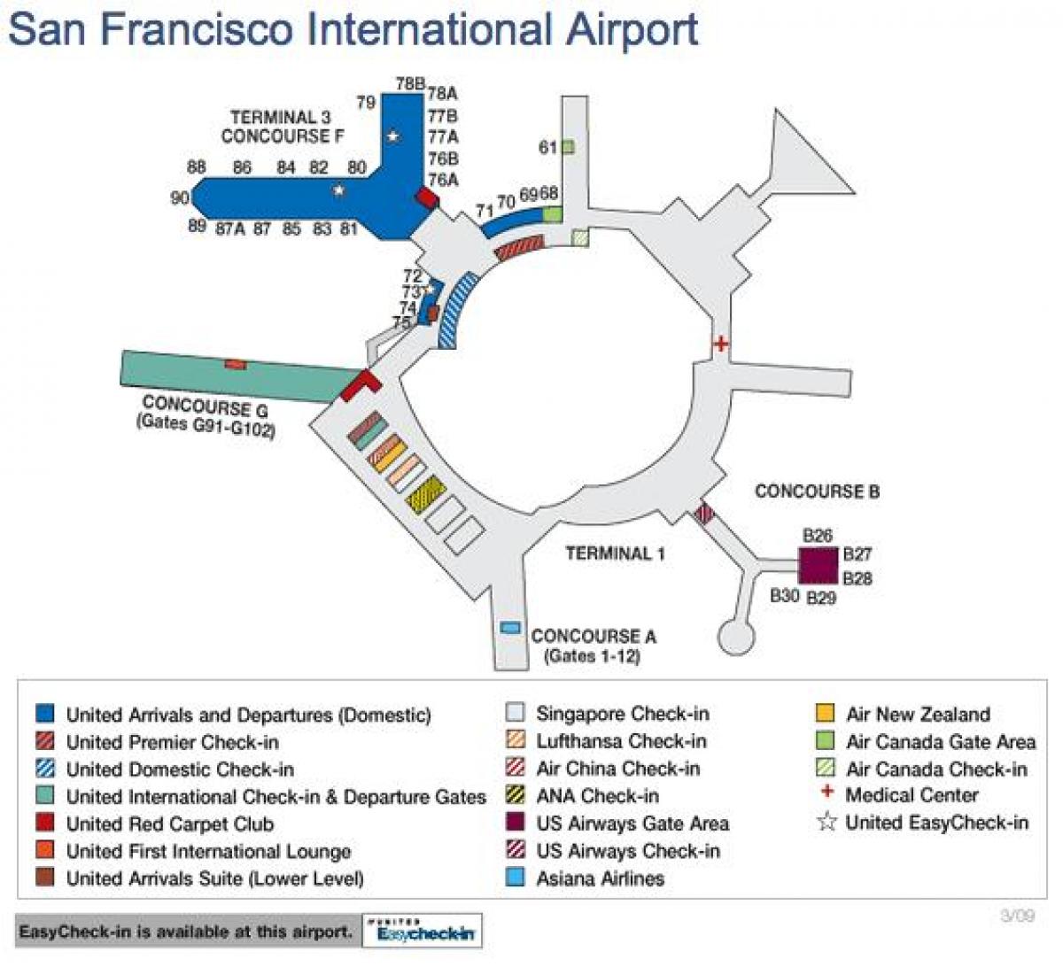 सैन फ्रांसिस्को हवाई अड्डे के नक्शे संयुक्त राज्य