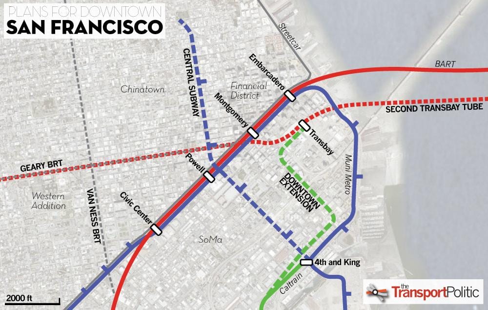 नक्शे के transbay टर्मिनल
