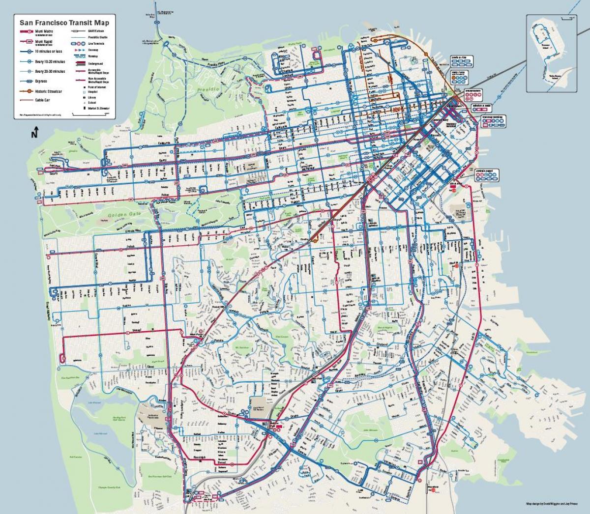 सैन फ्रांसिस्को बस सिस्टम का नक्शा