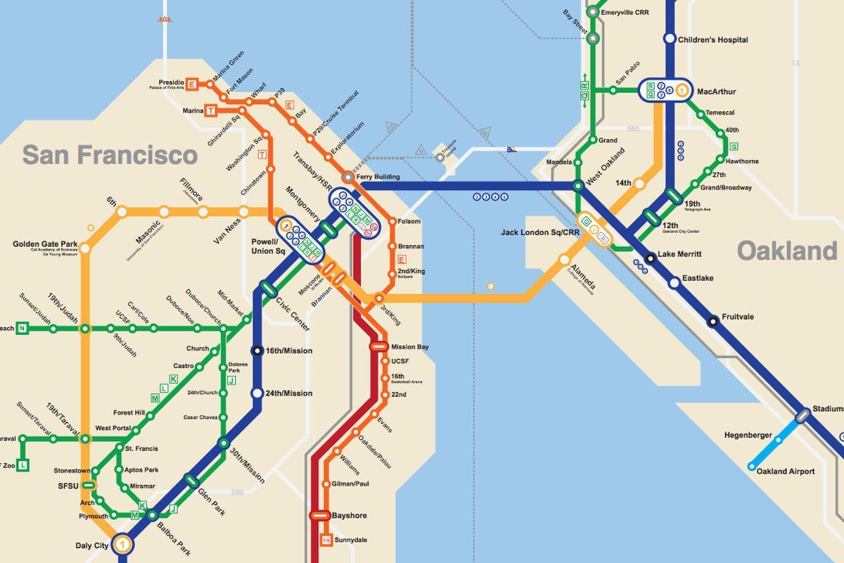 SFO मेट्रो का नक्शा
