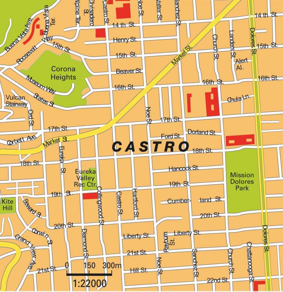 नक्शा कास्त्रो के सैन फ्रांसिस्को