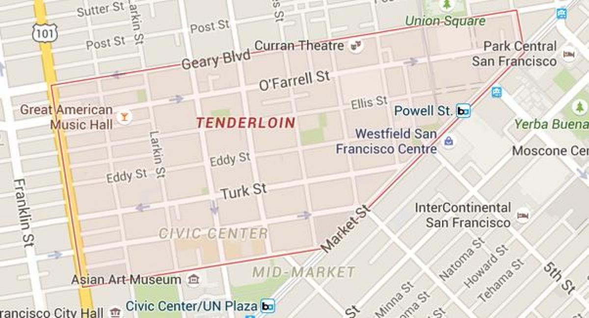 टेंडरलॉइन सैन फ्रांसिस्को नक्शा