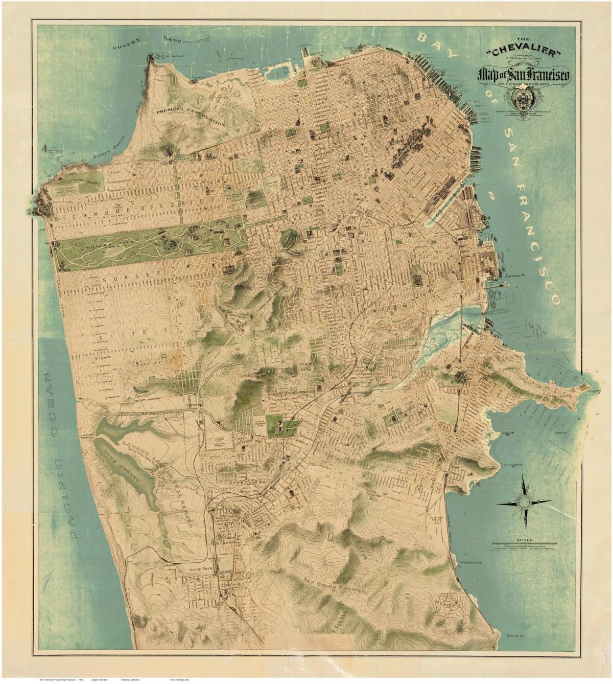 मानचित्र के पुराने सैन फ्रांसिस्को 
