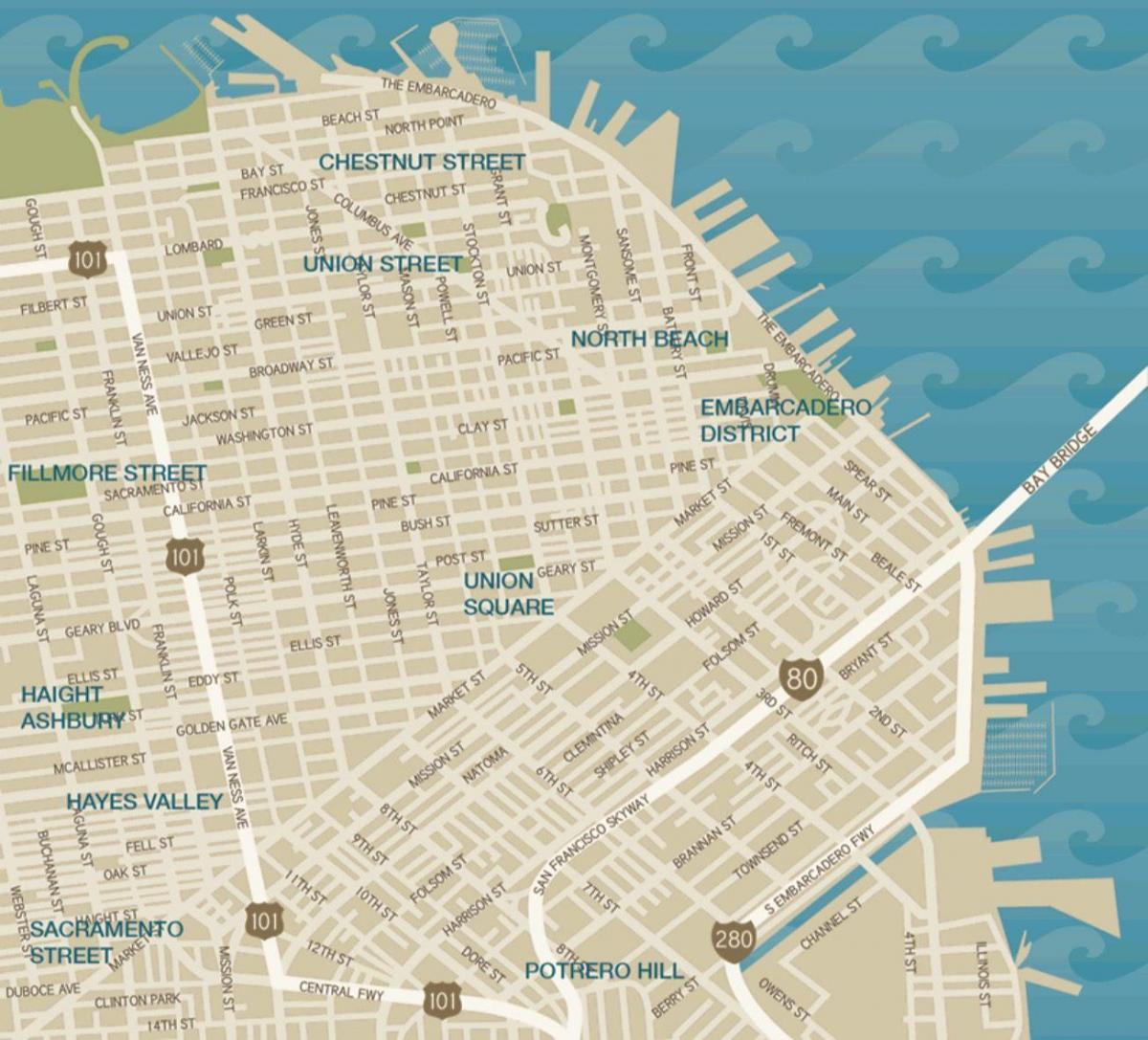 मानचित्र के शहर सैन फ्रांसिस्को संघ स्क्वायर