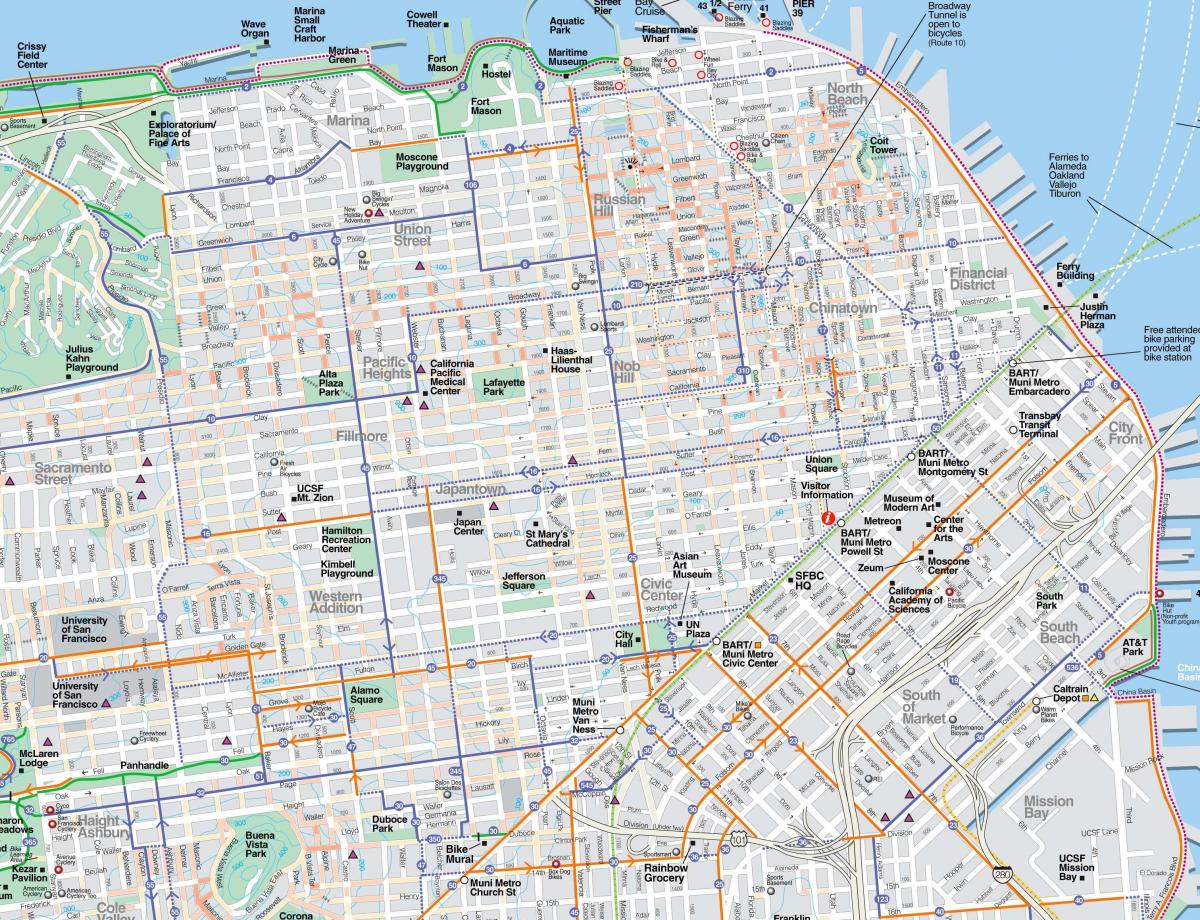 नक्शे के विस्तृत सैन फ्रांसिस्को