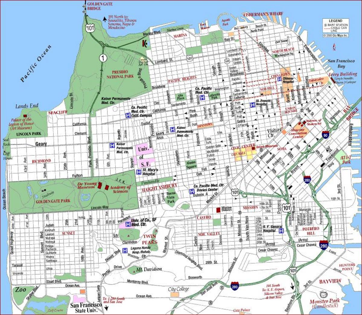 सैन फ्रांसिस्को वीए मेडिकल सेंटर का नक्शा