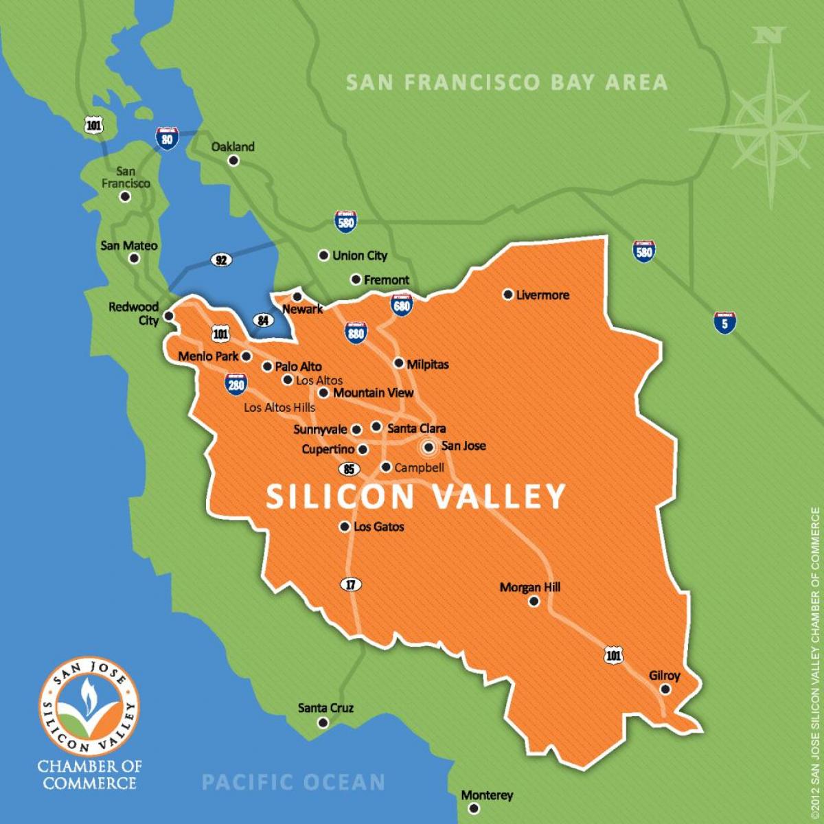 सिलिकॉन वैली में दुनिया के नक्शे