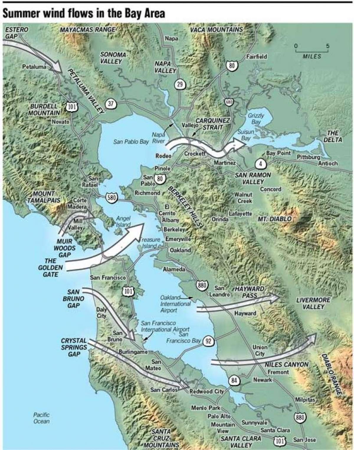 नक्शा सैन फ्रांसिस्को के microclimate