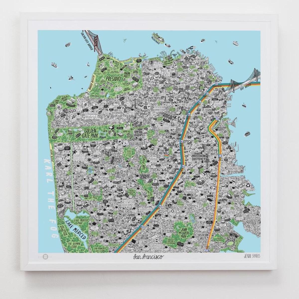 नक्शे के साथ सैन फ्रांसिस्को कला