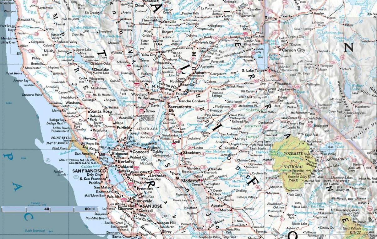 नक्शे के साथ सैन फ्रांसिस्को के उत्तर,