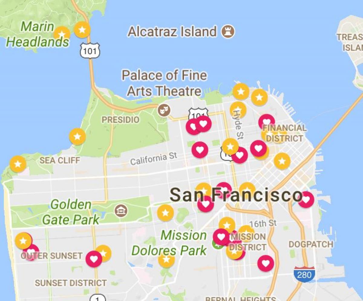 नक्शा सैन फ्रांसिस्को के वित्तीय जिले