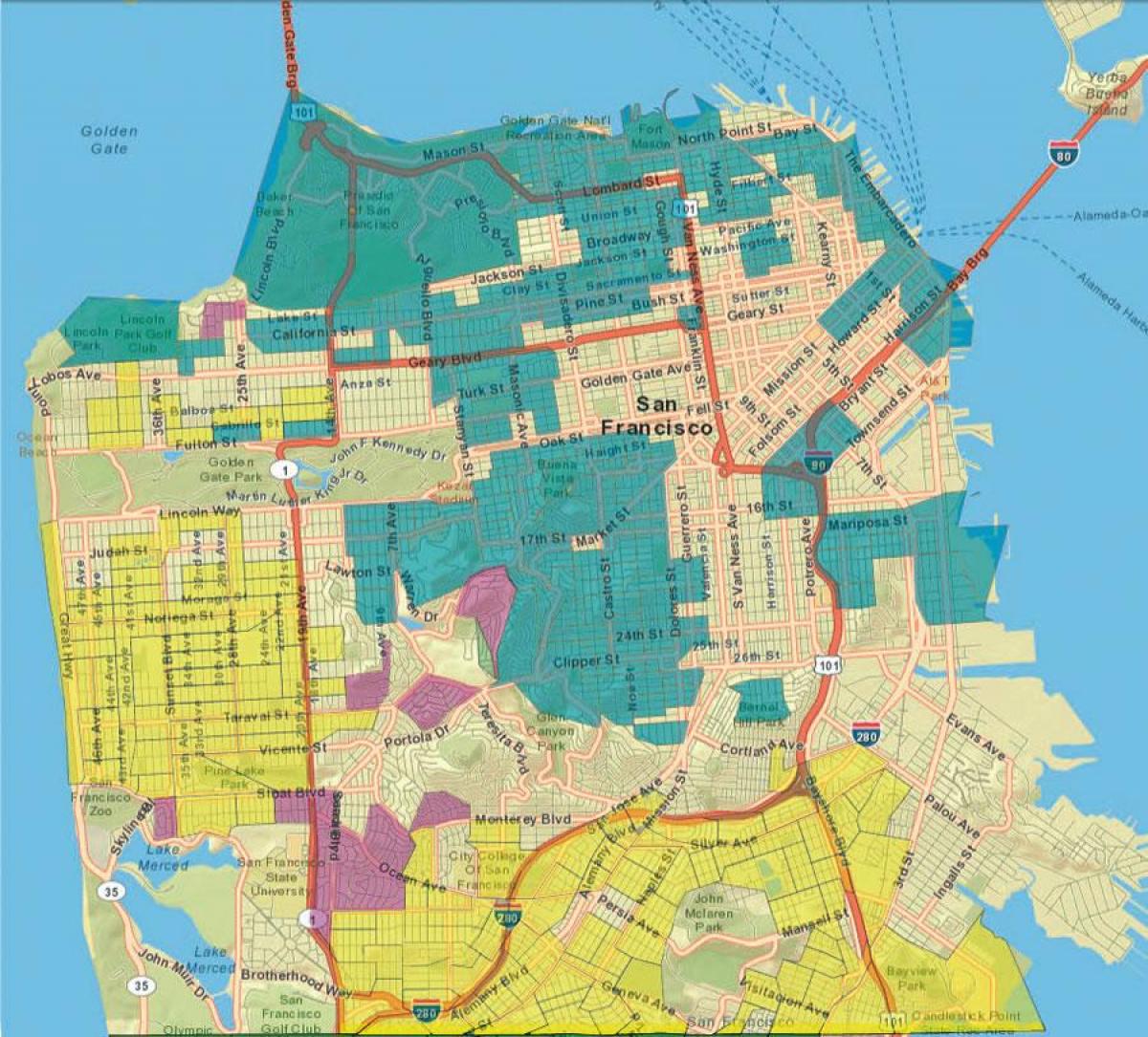 नक्शे के साथ सैन फ्रांसिस्को जीआईएस