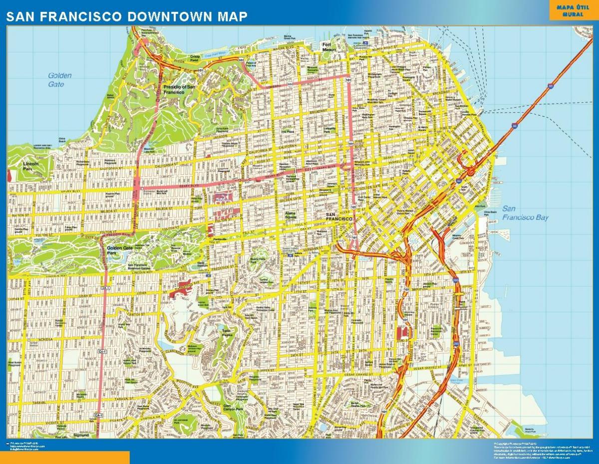 नक्शे के साथ सैन फ्रांसिस्को की दीवार