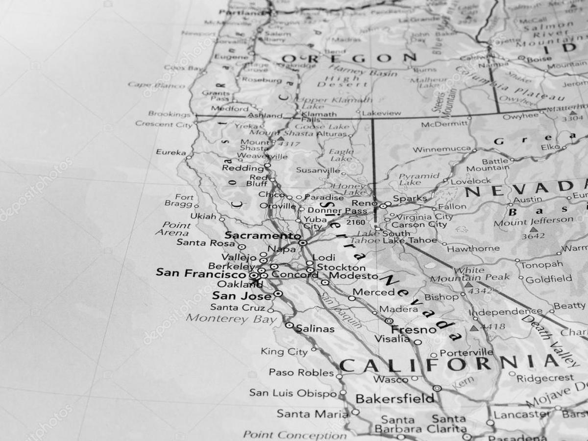 काले और सफेद नक्शा सैन फ्रांसिस्को के