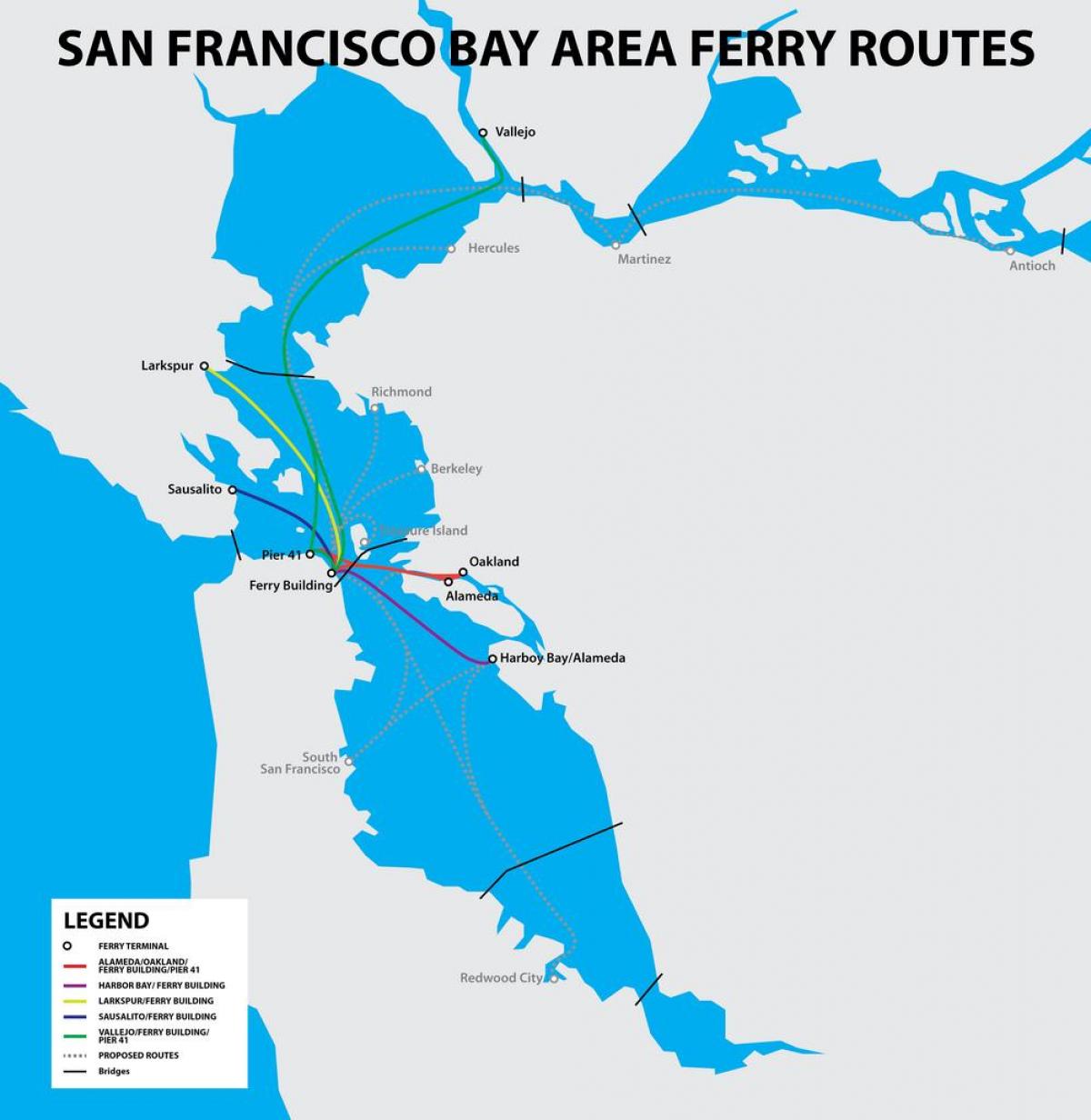 सैन फ्रांसिस्को खाड़ी फेरी का नक्शा