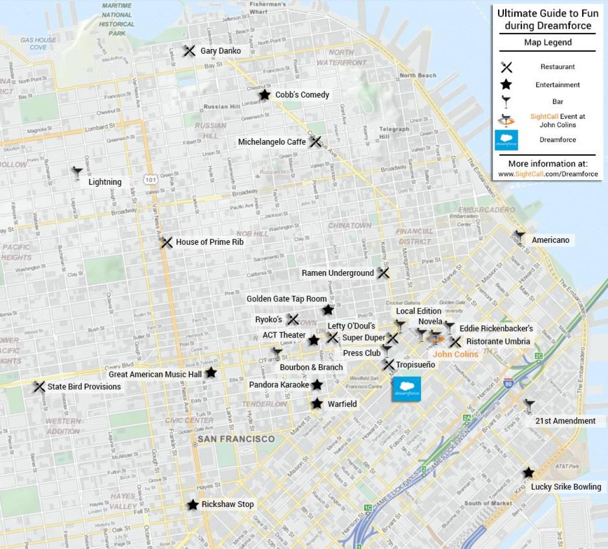 नक्शा सैन फ्रांसिस्को के रेस्तरां