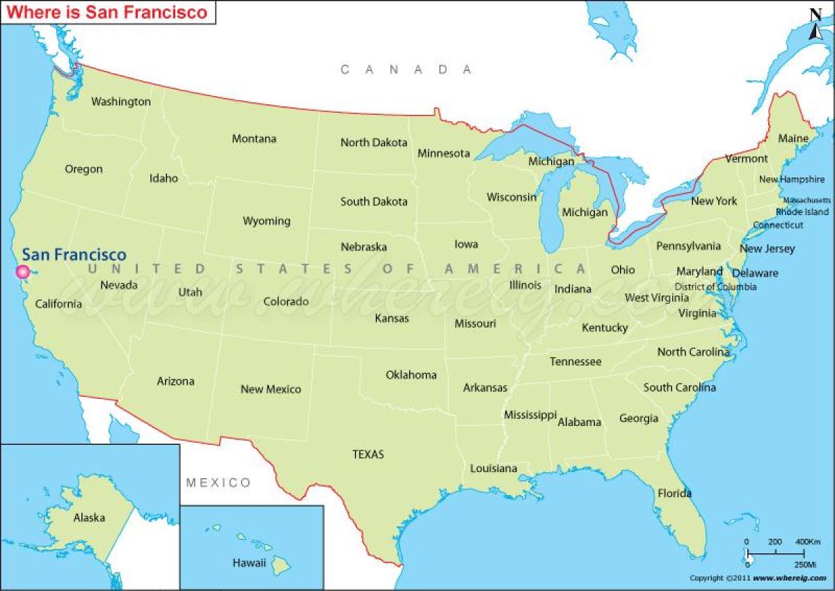 नक्शा सैन फ्रांसिस्को के कैलिफोर्निया संयुक्त राज्य अमेरिका