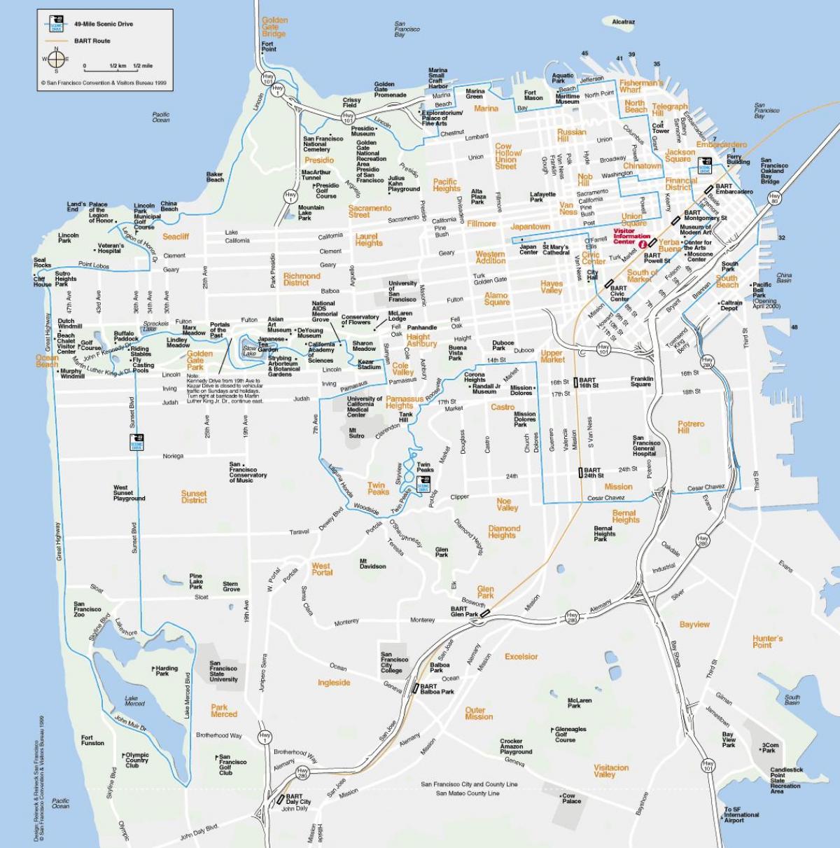 नक्शे के साथ सैन फ्रांसिस्को स्थलों