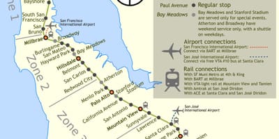 Caltrain बंद हो जाता है नक्शा