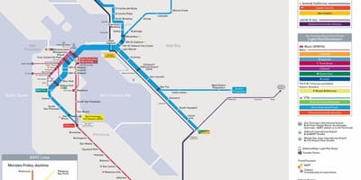 Bart स्टेशनों सैन फ्रांसिस्को नक्शा