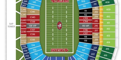 नक्शे के साथ सैन फ्रांसिस्को 49ers स्टेडियम