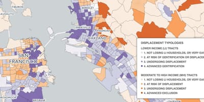 नक्शे के साथ सैन फ्रांसिस्को gentrification