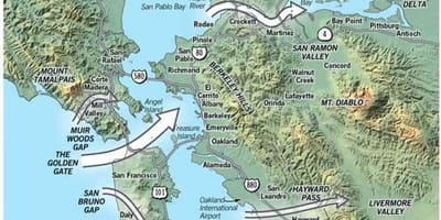 नक्शा सैन फ्रांसिस्को के microclimate