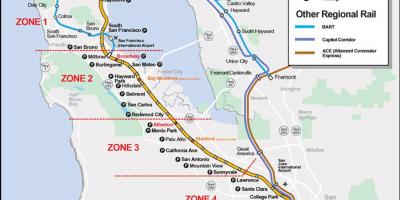 Caltrain मार्ग नक्शा