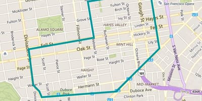 नक्शे के hayes valley सैन फ्रांसिस्को