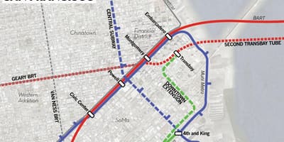 नक्शे के transbay टर्मिनल