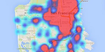 गर्मी के नक्शे के साथ सैन फ्रांसिस्को