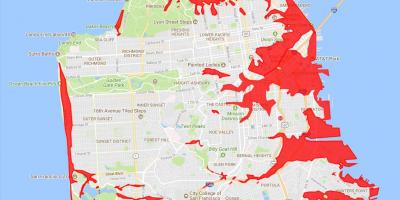 सैन फ्रांसिस्को क्षेत्रों से बचने के लिए नक्शा