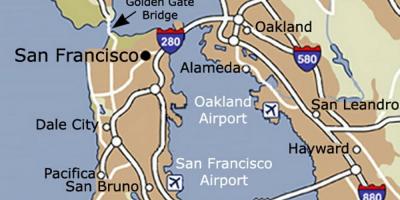 नक्शे के सैन फ्रांसिस्को हवाई अड्डे और आसपास के क्षेत्र