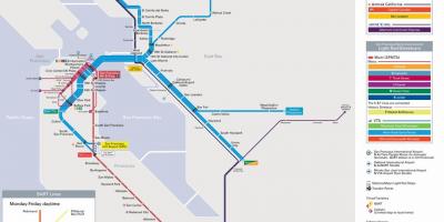 Bart स्टेशनों सैन फ्रांसिस्को नक्शा