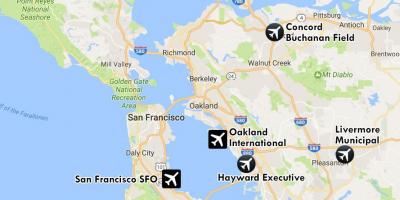 हवाई अड्डों के पास सैन फ्रांसिस्को नक्शा