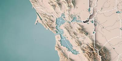 नक्शे के साथ सैन फ्रांसिस्को खाड़ी स्थलाकृतिक 