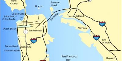 नक्शा सैन फ्रांसिस्को के समुद्र तटों